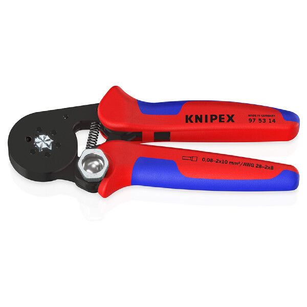 KNIPEX 97 53 14 SB Selbsteinstellende Crimpzange für Aderendhülsen mit Seiteneinführung mit Mehrkomponenten-Hüllen brüniert 180 mm