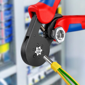 KNIPEX 97 53 14 SB Selbsteinstellende Crimpzange für Aderendhülsen mit Seiteneinführung mit Mehrkomponenten-Hüllen brüniert 180 mm