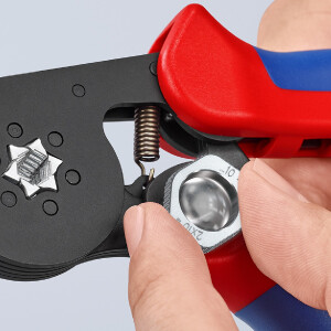 KNIPEX 97 53 14 Selbsteinstellende Crimpzange für Aderendhülsen mit Seiteneinführung mit Mehrkomponenten-Hüllen brüniert 180 mm