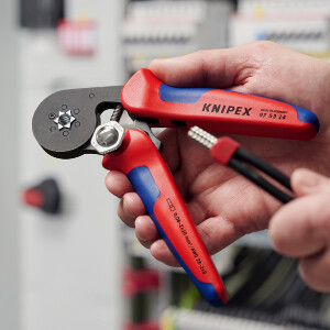 KNIPEX 97 53 14 Selbsteinstellende Crimpzange für Aderendhülsen mit Seiteneinführung mit Mehrkomponenten-Hüllen brüniert 180 mm