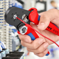 KNIPEX 97 53 14 Selbsteinstellende Crimpzange für Aderendhülsen mit Seiteneinführung mit Mehrkomponenten-Hüllen brüniert 180 mm