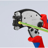KNIPEX 97 53 19 SB Twistor® T Selbsteinstellende Crimpzange für Aderendhülsen mit drehbarem Crimpkopf mit Mehrkomponenten-Hüllen verchromt 196 mm
