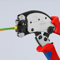 KNIPEX 97 53 19 SB Twistor® T Selbsteinstellende Crimpzange für Aderendhülsen mit drehbarem Crimpkopf mit Mehrkomponenten-Hüllen verchromt 196 mm