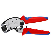 KNIPEX 97 53 19 Twistor® T Selbsteinstellende Crimpzange für Aderendhülsen mit drehbarem Crimpkopf mit Mehrkomponenten-Hüllen verchromt 200 mm