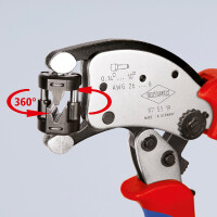 KNIPEX 97 53 19 Twistor® T Selbsteinstellende Crimpzange für Aderendhülsen mit drehbarem Crimpkopf mit Mehrkomponenten-Hüllen verchromt 200 mm