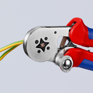 KNIPEX 97 55 04 Selbsteinstellende Crimpzange für Aderendhülsen mit Seiteneinführung mit Mehrkomponenten-Hüllen verchromt 180 mm