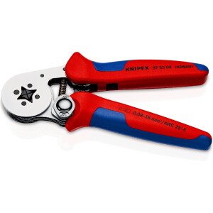 KNIPEX 97 55 04 Selbsteinstellende Crimpzange für Aderendhülsen mit Seiteneinführung mit Mehrkomponenten-Hüllen verchromt 180 mm