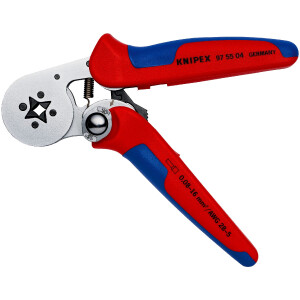 KNIPEX 97 55 04 Selbsteinstellende Crimpzange für Aderendhülsen mit Seiteneinführung mit Mehrkomponenten-Hüllen verchromt 180 mm