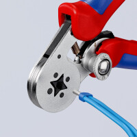 KNIPEX 97 55 04 Selbsteinstellende Crimpzange für Aderendhülsen mit Seiteneinführung mit Mehrkomponenten-Hüllen verchromt 180 mm