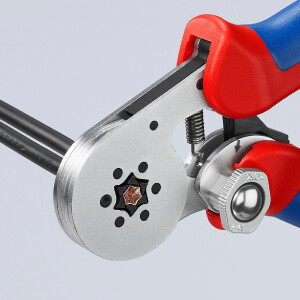 KNIPEX 97 55 14 SB Selbsteinstellende Crimpzange für Aderendhülsen mit Seiteneinführung mit Mehrkomponenten-Hüllen verchromt 180 mm