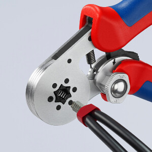 KNIPEX 97 55 14 Selbsteinstellende Crimpzange für Aderendhülsen mit Seiteneinführung mit Mehrkomponenten-Hüllen verchromt 180 mm