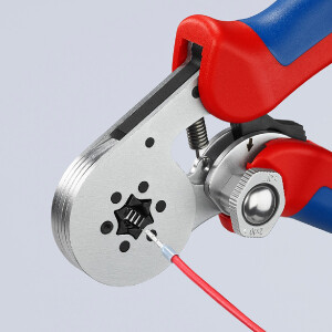 KNIPEX 97 55 14 Selbsteinstellende Crimpzange für Aderendhülsen mit Seiteneinführung mit Mehrkomponenten-Hüllen verchromt 180 mm
