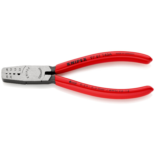 KNIPEX 97 61 145 A Crimpzange für Aderendhülsen mit Kunststoff überzogen 145 mm