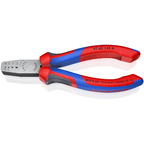 KNIPEX 97 62 145 A Crimpzange für Aderendhülsen mit Comfort-Griffen 145 mm