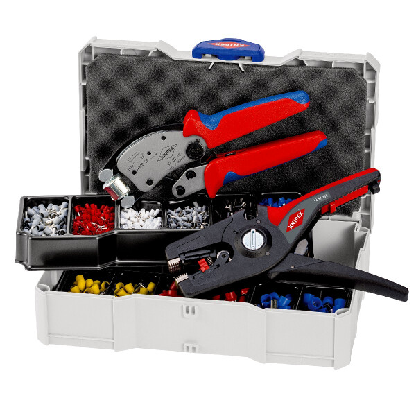 KNIPEX 97 90 14 Crimp-Sortiment für Aderendhülsen 1 x 97 53 18, 1 x 12 52 195, 9 x Aderendhülsen Sets 265 mm