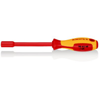 KNIPEX 98 03 08 Steckschlüssel mit Schraubendreher-Griff isoliert mit Mehrkomponenten-Hüllen, VDE-geprüft brüniert 237 mm