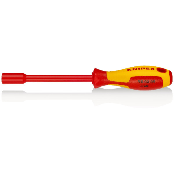 KNIPEX 98 03 09 Steckschlüssel mit Schraubendreher-Griff isoliert mit Mehrkomponenten-Hüllen, VDE-geprüft brüniert 237 mm