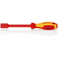 KNIPEX 98 03 12 Steckschlüssel mit Schraubendreher-Griff isoliert mit Mehrkomponenten-Hüllen, VDE-geprüft brüniert 237 mm