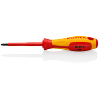 KNIPEX 98 12 01 Schraubendreher für Robertsonschrauben R1 isoliert mit Mehrkomponenten-Hüllen, VDE-geprüft brüniert 185 mm
