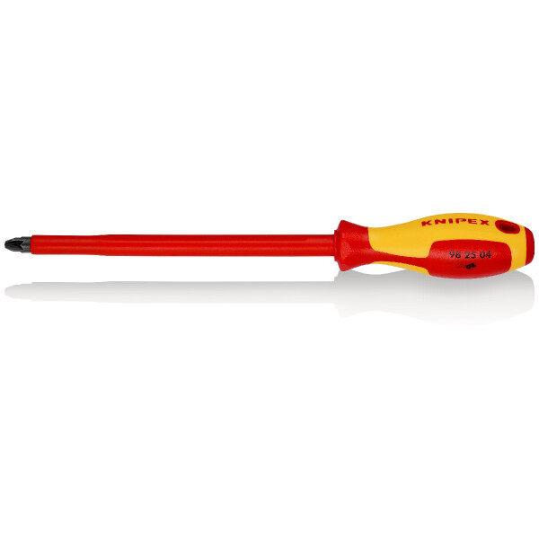 KNIPEX 98 25 04 Schraubendreher für Kreuzschlitzschrauben Pozidriv® isolierender Mehrkomponenten-Griff, VDE-geprüft brüniert 320 mm