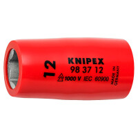 KNIPEX 98 37 12 Steckschlüsseleinsatz für Sechskantschrauben mit Innenvierkant 3/8" 44 mm