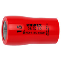 KNIPEX 98 37 15 Steckschlüsseleinsatz für Sechskantschrauben mit Innenvierkant 3/8" 47 mm