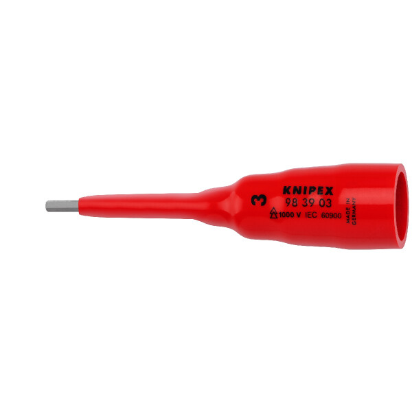 KNIPEX 98 39 03 Steckschlüsseleinsatz für Innensechskantschrauben mit Innenvierkant 3/8" 92 mm