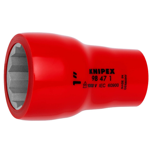 KNIPEX 98 47 1" Steckschlüsseleinsatz (Doppel-Sechskant) mit Innenvierkant 1/2" 61 mm
