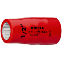 KNIPEX 98 47 1/2" Steckschlüsseleinsatz (Doppel-Sechskant) mit Innenvierkant 1/2" 55 mm