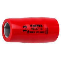 KNIPEX 98 47 13 Steckschlüsseleinsatz für Sechskantschrauben mit Innenvierkant 1/2" 55 mm