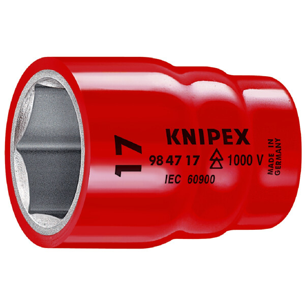 KNIPEX 98 47 16 Steckschlüsseleinsatz für Sechskantschrauben mit Innenvierkant 1/2" 55 mm
