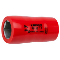 KNIPEX 98 47 17 Steckschlüsseleinsatz für Sechskantschrauben mit Innenvierkant 1/2" 55 mm