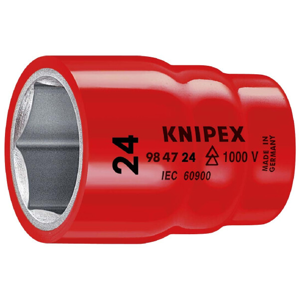 KNIPEX 98 47 24 Steckschlüsseleinsatz für Sechskantschrauben mit Innenvierkant 1/2" 61 mm