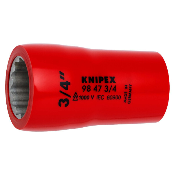 KNIPEX 98 47 3/4" Steckschlüsseleinsatz (Doppel-Sechskant) mit Innenvierkant 1/2" 55 mm