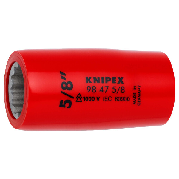 KNIPEX 98 47 5/8" Steckschlüsseleinsatz (Doppel-Sechskant) mit Innenvierkant 1/2" 55 mm