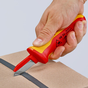 KNIPEX 98 54 SB Kabelmesser isolierender Mehrkomponenten-Griff, VDE-geprüft 190 mm