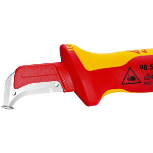 KNIPEX 98 55 SB Abmantelungsmesser mit Gleitschuh isoliert mit Mehrkomponenten-Hüllen, VDE-geprüft 180 mm