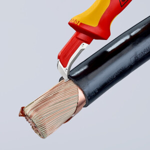 KNIPEX 98 55 Abmantelungsmesser mit Gleitschuh isoliert mit Mehrkomponenten-Hüllen, VDE-geprüft 180 mm