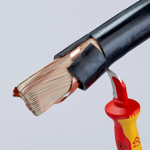 KNIPEX 98 55 Abmantelungsmesser mit Gleitschuh isoliert mit Mehrkomponenten-Hüllen, VDE-geprüft 180 mm