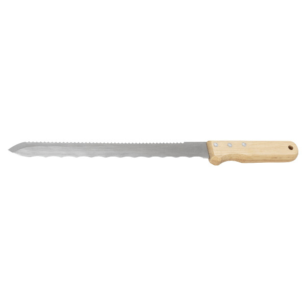 Picard 0070232-360 Dämmstoffmesser doppelschneidig mit Säge- und Wellenschliff, für Glas- und Steinwolle, Klinge rostfrei und poliert, Holzgriff mit einseitigem Fingerschutz