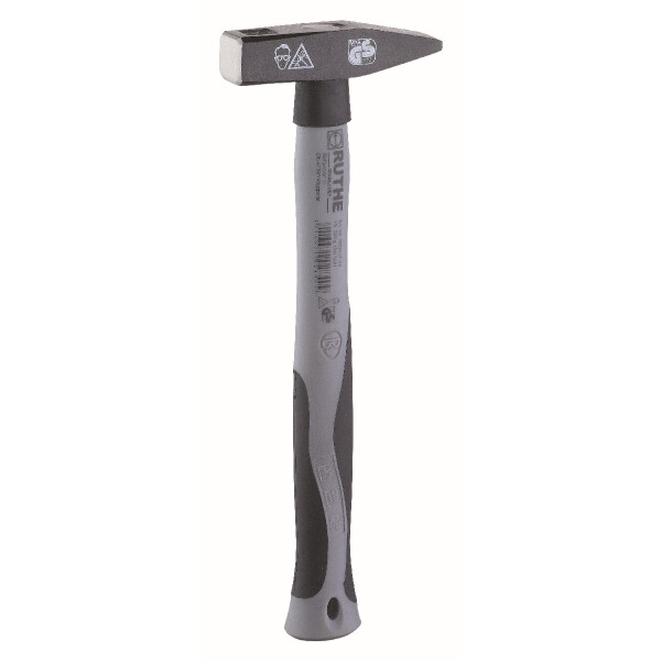 Ruthe 3005017119 Schlosserhammer Fiberglas, Deutsche Form VPA-GS geprüft, aus Qualitätsstahl, Kopf schwarz lackiert, nahezu unzerbrechlicher Fiberglaskern mit Kunststoffhülle, mit grau/schwarzem ergonomischen 2 Komponenten-Griff (PAK-frei)