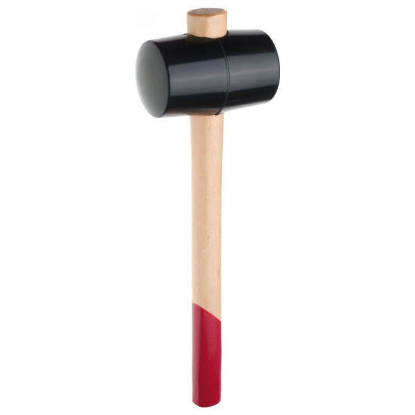 Ruthe 3005460119 Gummihammer Esche PAK-frei, zäh-harter Kopf: Ideal für empfindliche Bauteile, wie Beschläge, Schlösser, Möbel, Autobleche oder Fliesen, für Pflasterarbeiten, Trockenbau, leichte Maurerarbeiten und Camping, mit Eschenstiel, Handende rot ab
