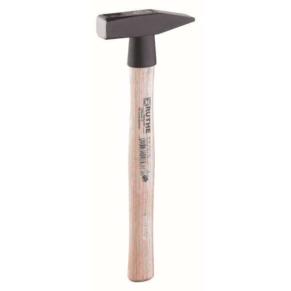 Ruthe 3008011219 Schlosserhammer Hickory, Deutsche Form VPA-GS geprüft, aus Qualitätsstahl, Kopf schwarz lackiert, im Gesenk geschmiedet, gehärtet und angelassen, Rostschutz durch Pulverlackierung, Bahn und Pinne geschliffen, Stiel Hickory, doppelt geschw