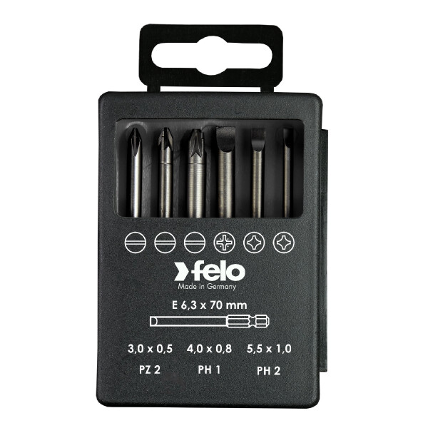 Felo Bit-Box Profi E 6,3 x 73 mm 6-tlg. SL/PZ/PH 00003092716