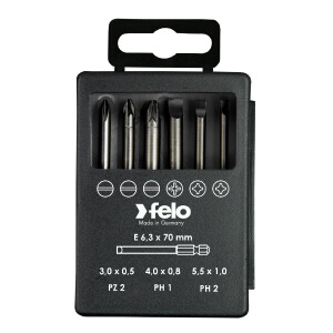 Felo Bit-Box Profi E 6,3 x 73 mm 6-tlg. SL/PZ/PH 00003092716
