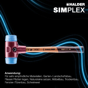 SIMPLEX-Schonhammer, TPE-soft; mit Tempergussgehäuse und hochwertigem Holzstiel | D=30 mm | 3001.030