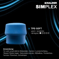 SIMPLEX-Schonhammer, TPE-soft; mit Tempergussgehäuse und hochwertigem Holzstiel | D=40 mm | 3001.040