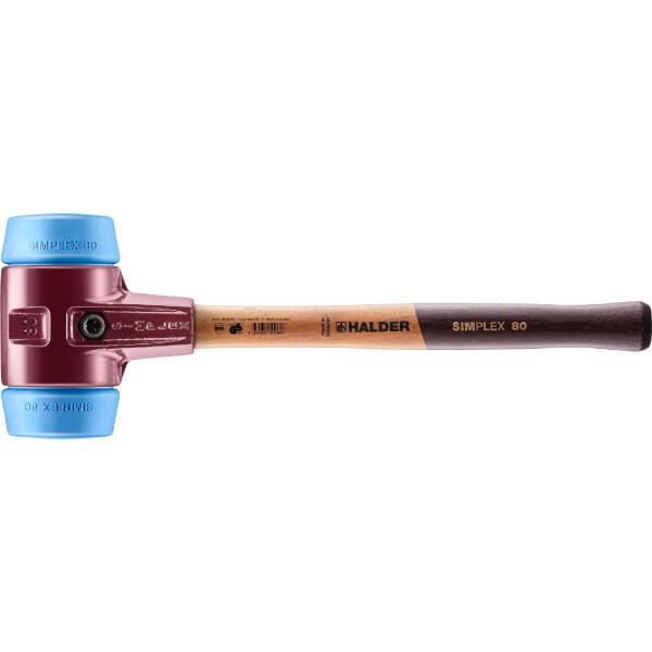 SIMPLEX-Schonhammer, TPE-soft; mit Tempergussgehäuse und hochwertigem Holzstiel | D=80 mm | 3001.080