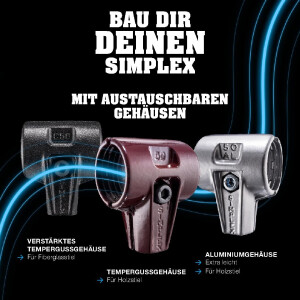 SIMPLEX-Schonhammer, TPE-mid; mit Tempergussgehäuse und hochwertigem Holzstiel | D=30 mm | 3003.030
