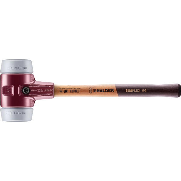 SIMPLEX-Schonhammer, TPE-mid; mit Tempergussgehäuse und hochwertigem Holzstiel | D=80 mm | 3003.080
